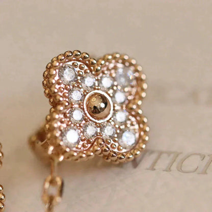 [Mystic]CLOVER MEDIUM 1 MOTIFS FUll DIAMOND EARRINGS