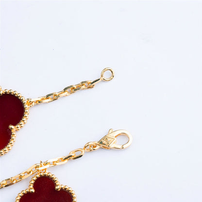 [Mystic]CLOVER BRACELET 5 MOTIFS CARNELIAN TIGER EYE