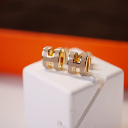 [Mystic]MINI POP H GOLD EARRINGS GREY