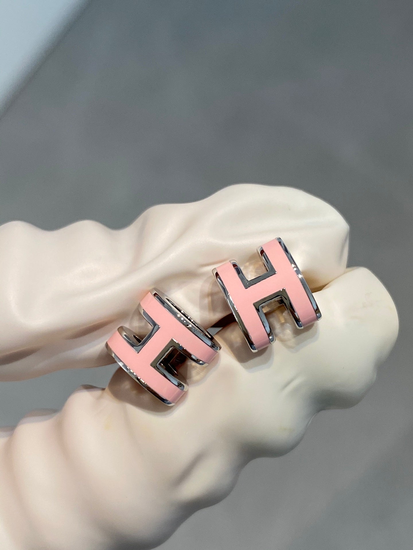 [Mystic]MINI POP H SILVER EARRINGS PINK