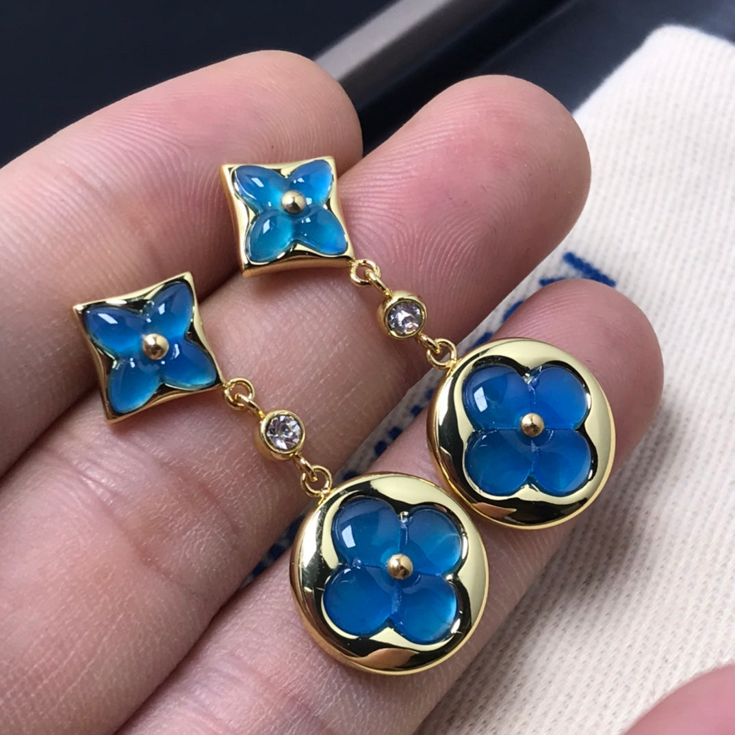 [Mystic]STAR AND SUN AGATE DIAMOND EARRINGS