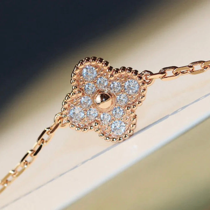[Mystic]CLOVER 20 MOTIFS DARK MOP DIAMOND  NECKLACE