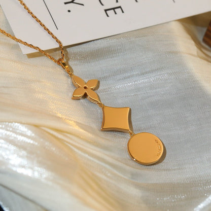 [Mystic]STAR AND SUN DIAMOND PINK GOLD NECKLACE