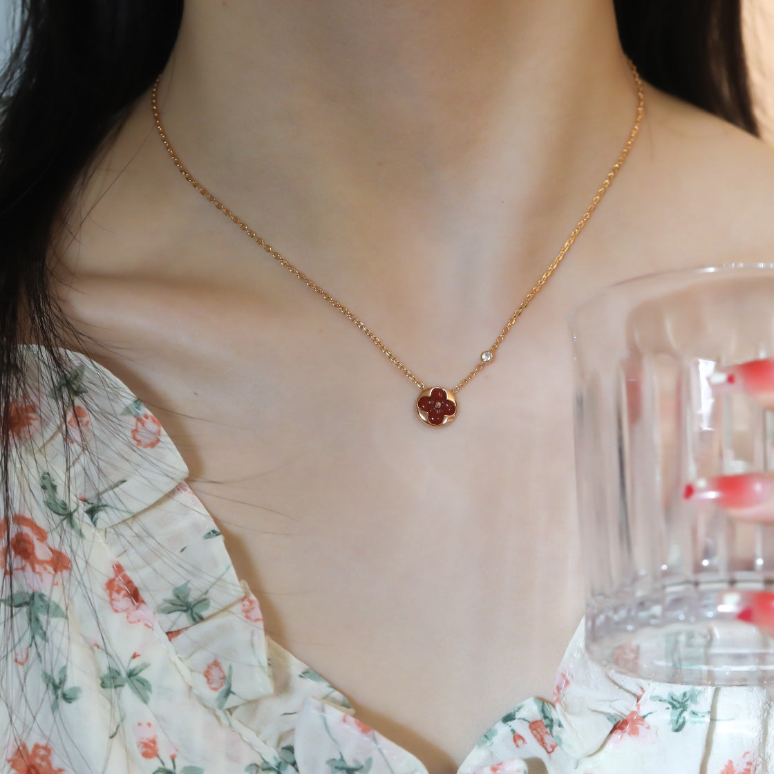 [Mystic]SUN PEDANT PINK GOLD 1 DIAMOND NECKLACE
