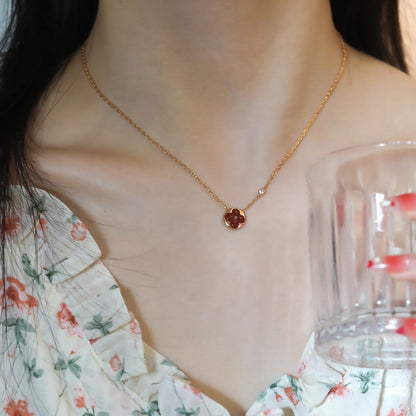 [Mystic]SUN PEDANT PINK GOLD 1 DIAMOND NECKLACE