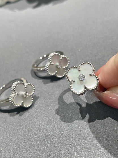 [Mystic]CLOVER SILVER MOP DIAMOND RING