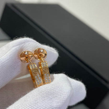 [Mystic]LOVE DIAMOND PINK GOLD HOOP EARRINGS