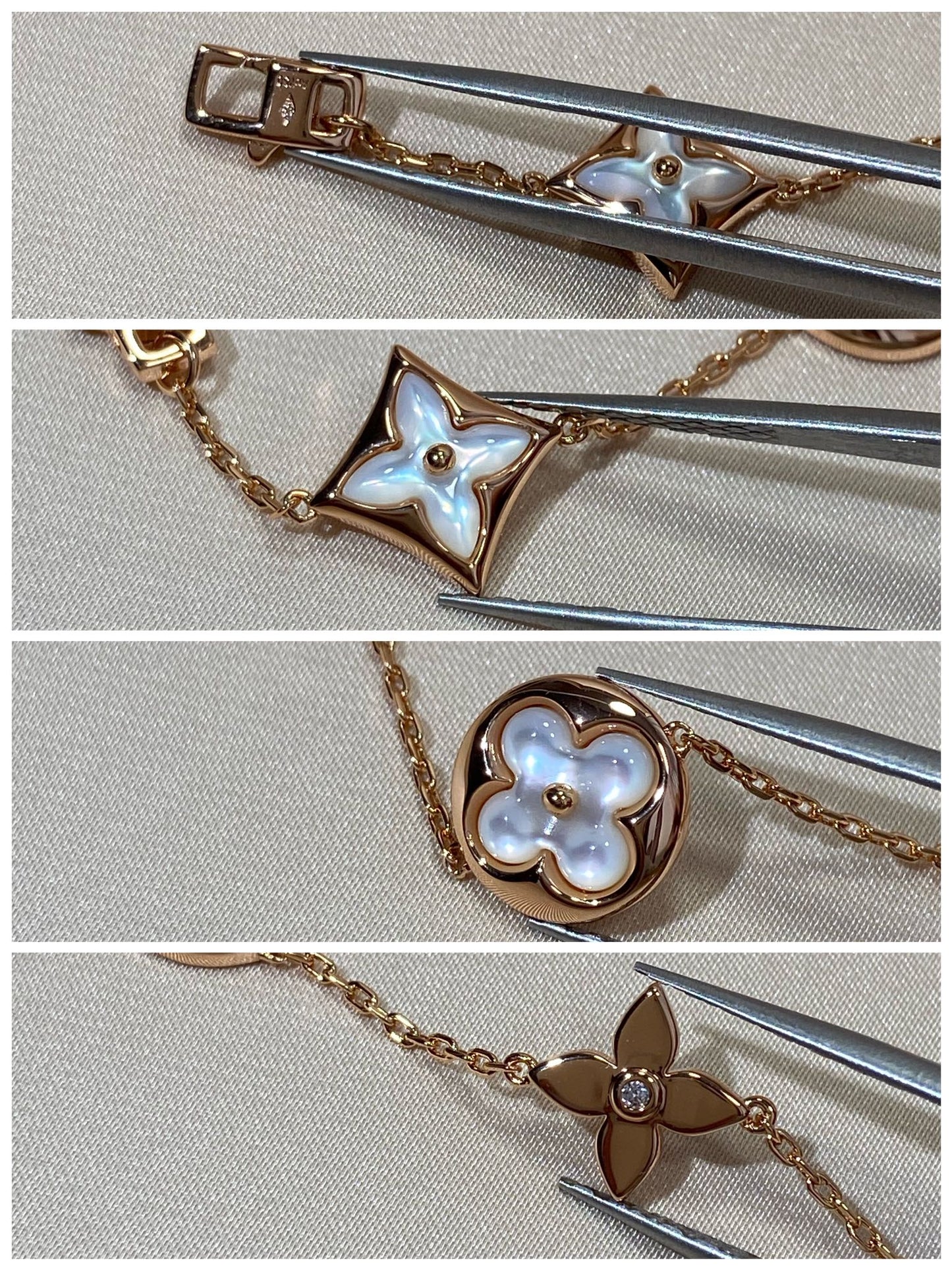 [Mystic]STAR AND SUN 5 MOTIF MOP PINK GOLD BRACELET
