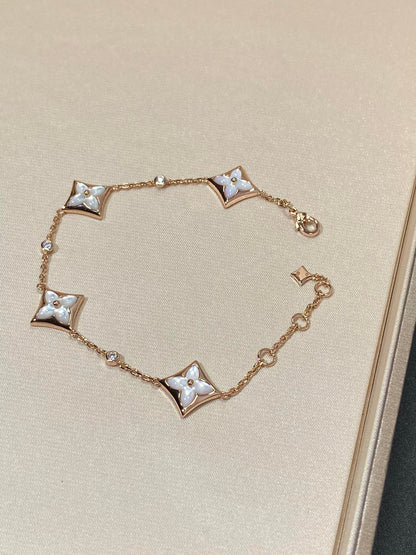 [Mystic]STAR 4 MOTIF MOP DIAMOND PINK GOLD BRACELET