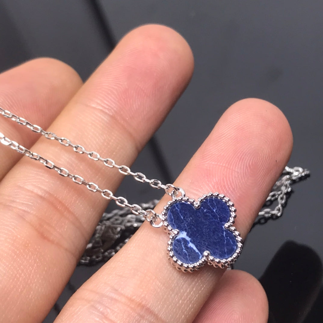 [Mystic]CLOVER PIETERSITE SILVER LONG NECKLACE