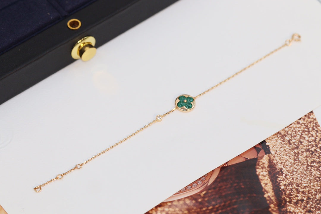 [Mystic]STAR AND SUN 4 MOTIF PINK GOLD MALACHITE BRACELET