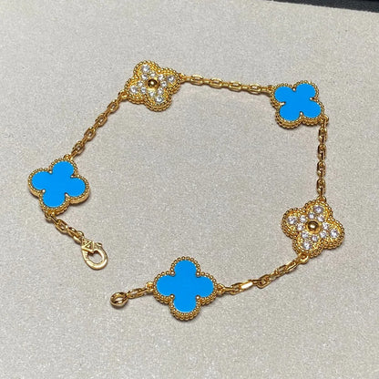 [Mystic] CLOVER 5 MOTIF BLUE AGATE BRACELET COLLECTION