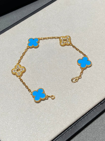 [Mystic] CLOVER 5 MOTIF BLUE AGATE BRACELET COLLECTION