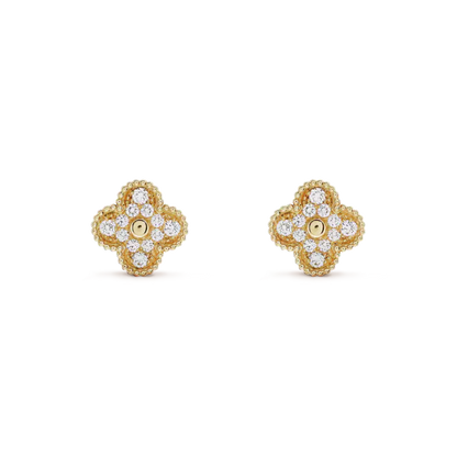 [Mystic]CLOVER MEDIUM 1 MOTIFS FUll DIAMOND EARRINGS