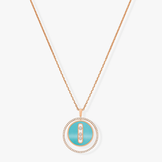 [Mystic JURI]Mystic MOVE 3 DIAMONDS TURQUOISE PINK GOLD DIAMOND NECKLACE