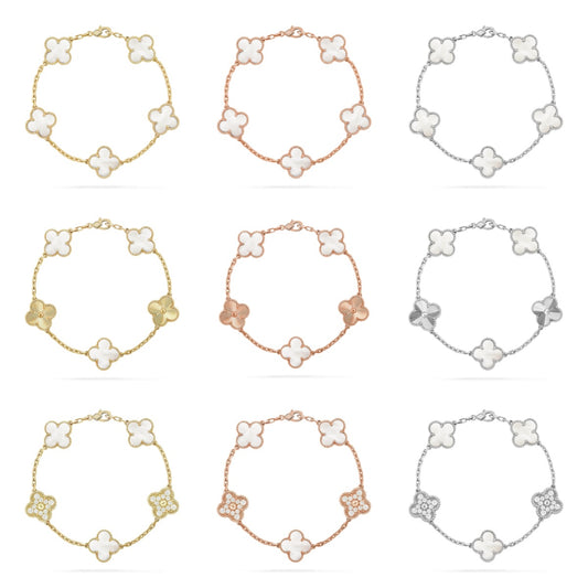 [Mystic]CLOVER WHITE PEARL MOP 5 MOTIF BRACELET COLLECTION