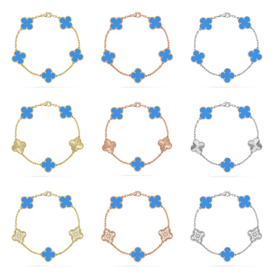 [Mystic] CLOVER 5 MOTIF BLUE AGATE BRACELET COLLECTION