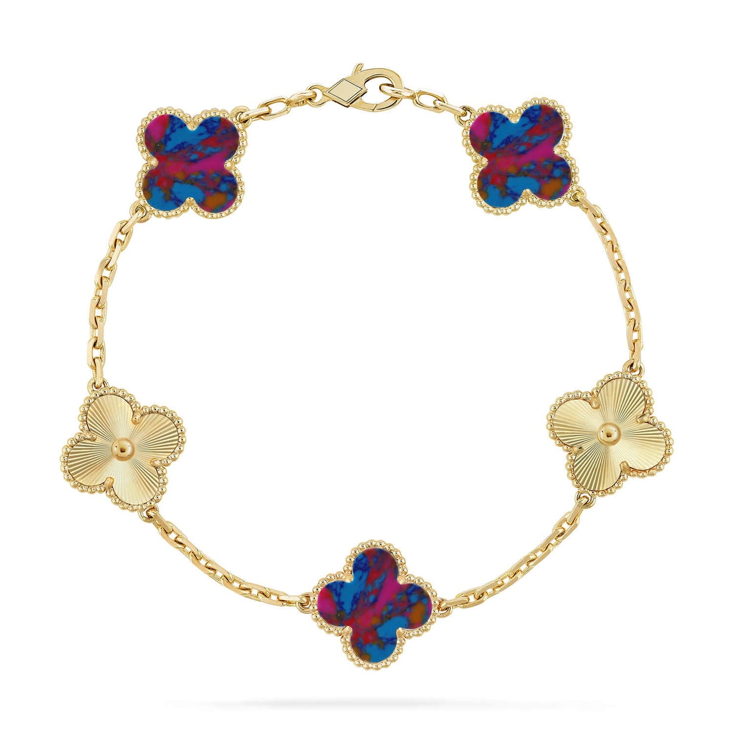 [Mystic]CLOVER 5 MOTIF COLOR GEMSTONES BRACELET COLLECTION