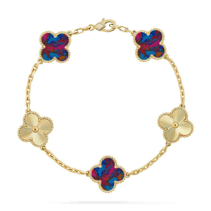 [Mystic]CLOVER 5 MOTIF COLOR GEMSTONES BRACELET COLLECTION