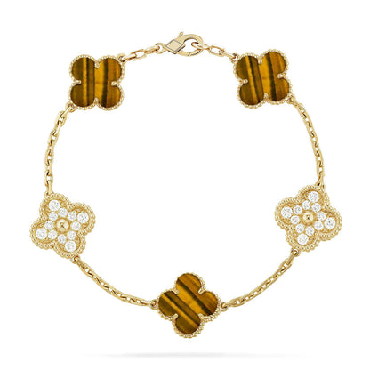 [Mystic] CLOVER 5 MOTIFS TIGER EYE BRACELET COLLECTION