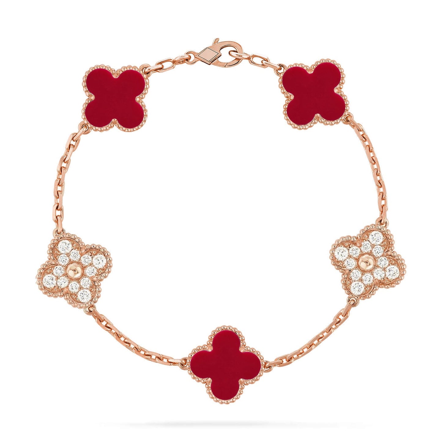 [Mystic] CLOVER 5 MOTIF RED CORNELIAN BRACELET COLLECTION