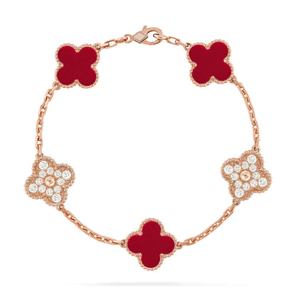[Mystic] CLOVER 5 MOTIF RED CORNELIAN BRACELET COLLECTION