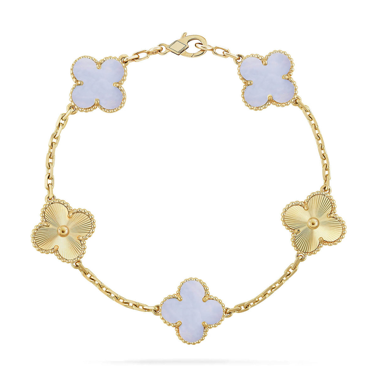 [Mystic] CLOVER 5 MOTIF PURPLE CHALCEDONY BRACELET COLLECTION