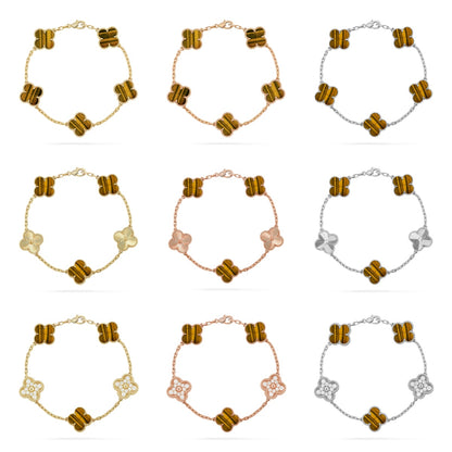 [Mystic] CLOVER 5 MOTIFS TIGER EYE BRACELET COLLECTION