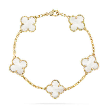[Mystic]CLOVER WHITE PEARL MOP 5 MOTIF BRACELET COLLECTION