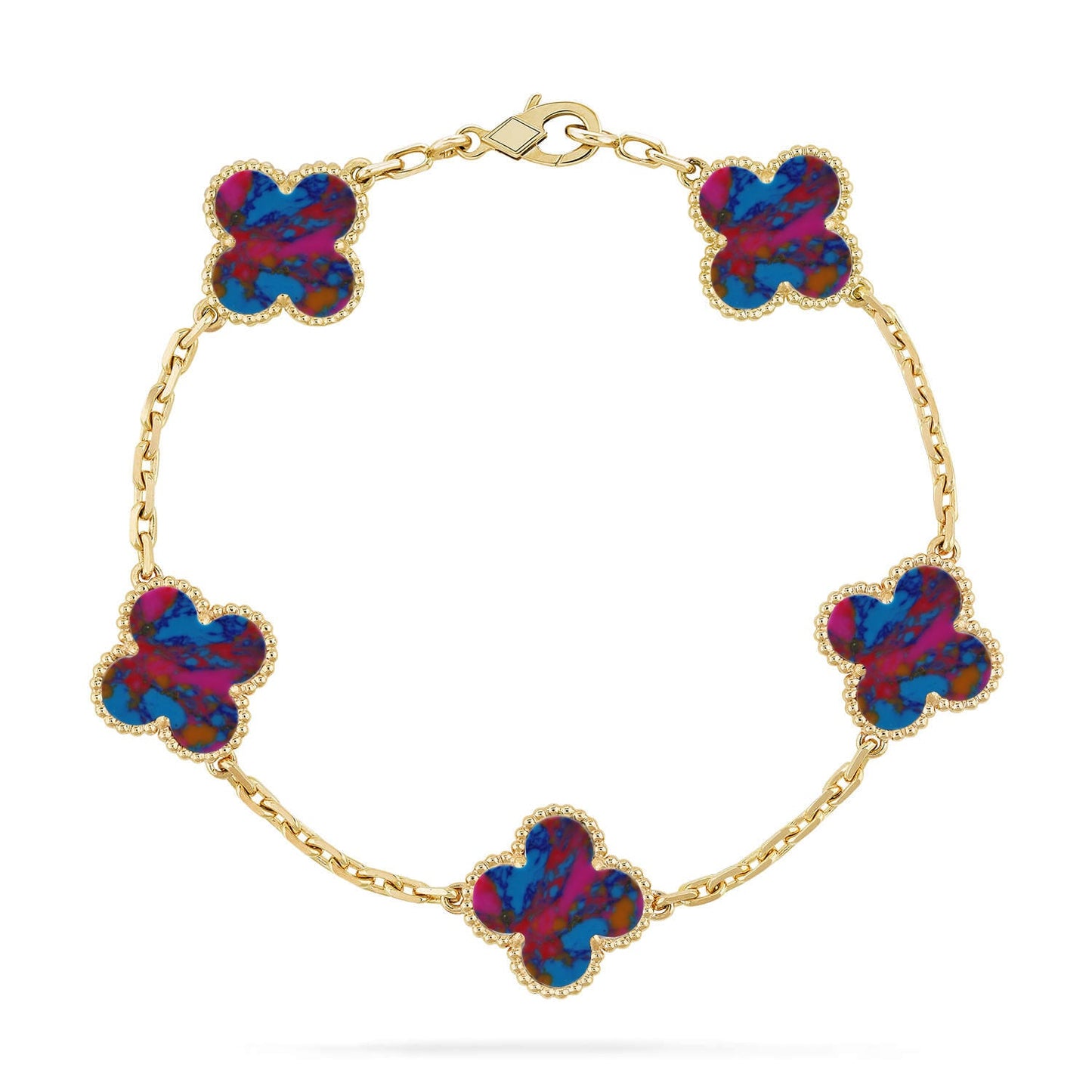 [Mystic]CLOVER 5 MOTIF COLOR GEMSTONES BRACELET COLLECTION