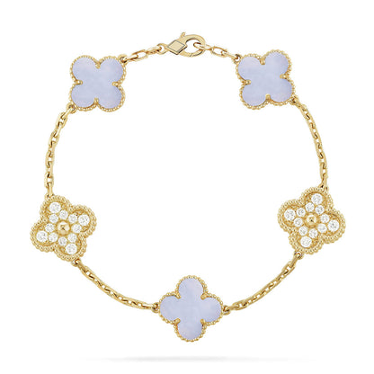 [Mystic] CLOVER 5 MOTIF PURPLE CHALCEDONY BRACELET COLLECTION