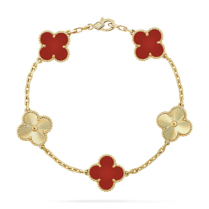 [Mystic] CLOVER 5 MOTIF RED CORNELIAN BRACELET COLLECTION