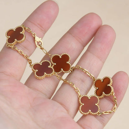 [Mystic] CLOVER 5 MOTIF RED CORNELIAN BRACELET COLLECTION