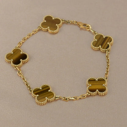 [Mystic] CLOVER 5 MOTIFS TIGER EYE BRACELET COLLECTION