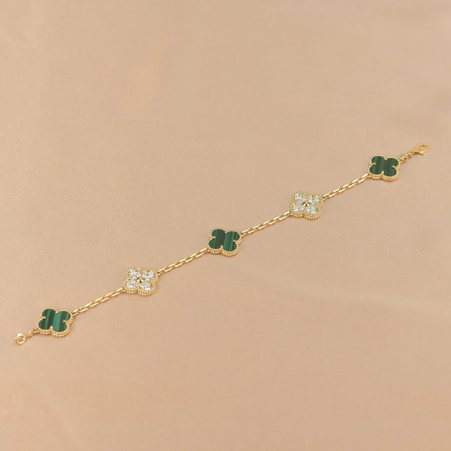 [Mystic] CLOVER 5 MOTIF MALACHITE BRACELET COLLECTION