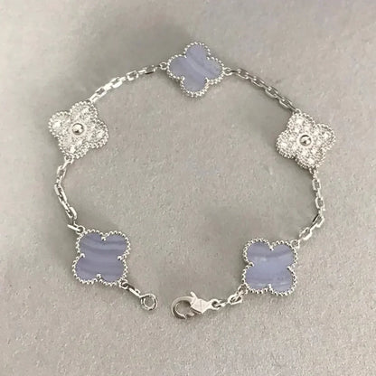 [Mystic] CLOVER 5 MOTIF PURPLE CHALCEDONY BRACELET COLLECTION