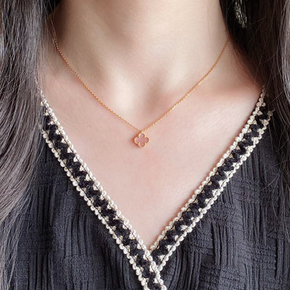 [Mystic]CLOVER 15MM PINK MOTHER-OF-PEARL SINGLE FLOWER NECKLACE