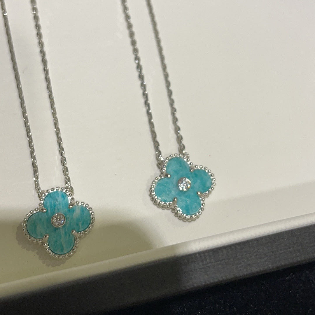 [Mystic]CLOVER 15MM DIAMOND SVRES PORCELAIN  NECKLACE SILVER