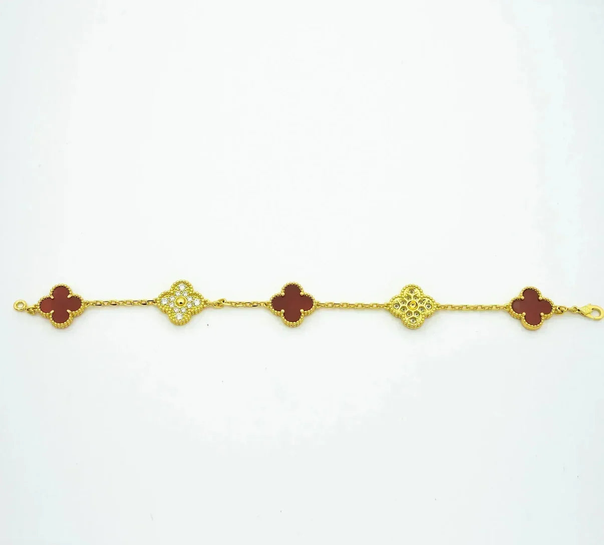 [Mystic] CLOVER 5 MOTIF RED CORNELIAN BRACELET COLLECTION