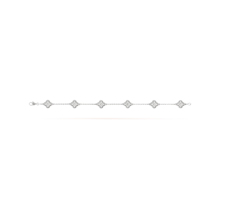 [Mystic]CLOVER 6 MOTIF SILVER DIAMOND BRACELET