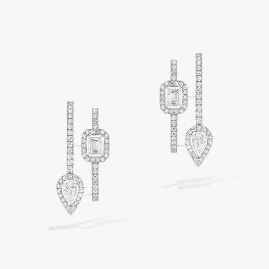 [Mystic JURI]CREOLES MY TWIN 2 RANGS SILVER DIAMOND EARRINGS