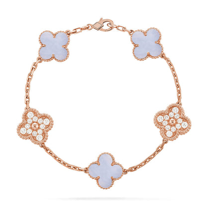 [Mystic] CLOVER 5 MOTIF PURPLE CHALCEDONY BRACELET COLLECTION