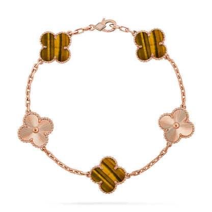 [Mystic] CLOVER 5 MOTIFS TIGER EYE BRACELET COLLECTION
