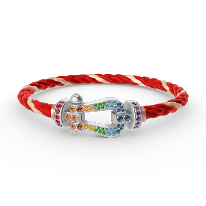 [Mystic]FORC LARGE HORSESHOE  COLORED DIAMOND BRACELET SILVER