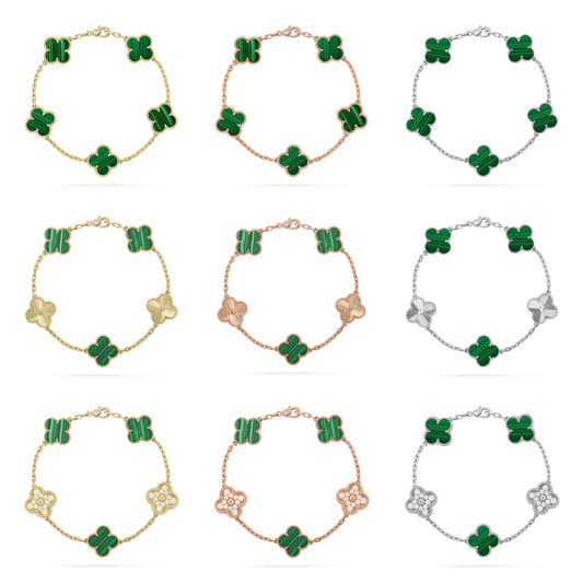 [Mystic] CLOVER 5 MOTIF MALACHITE BRACELET COLLECTION