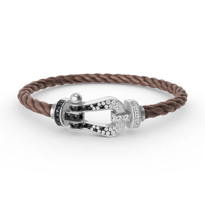 [Mystic]FORCE LARGE HORSESHOE BLACK WHITE DIAMOND BRACELET SILVER