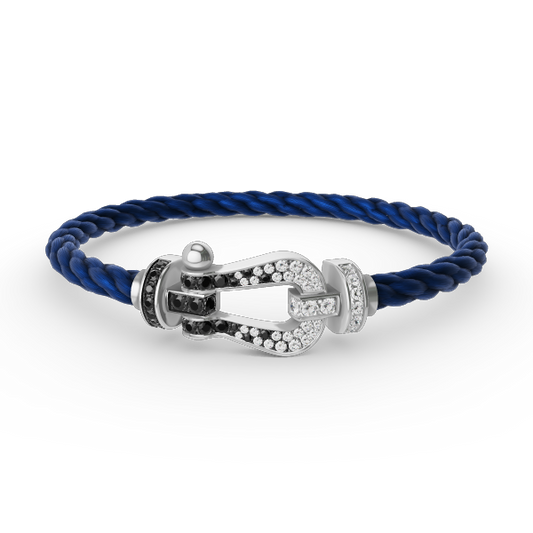 [Mystic]FORCE LARGE HORSESHOE BLACK WHITE DIAMOND BRACELET SILVER