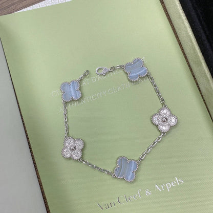 [Mystic] CLOVER 5 MOTIF PURPLE CHALCEDONY BRACELET COLLECTION