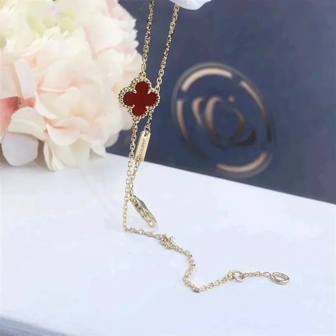 [Mystic]CLOVER  CARNELIAN SINGLE FLOWER BRACELET